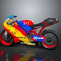 Honda Racing Motorcycle With Red Yellow Blue Body Black Seat 84 KOMATSU X-TREME Logos