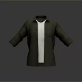 Casual Dark Green Collared Shirt With White T-shirt Underneath And Rolled Cuffs