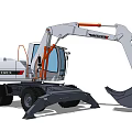 White and Orange Wheel Excavator F215X with Large Bucket for Construction Work
