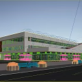 Modern Commercial Complex Exterior With Glass Facade Storefronts And Outdoor Pedestrian Area
