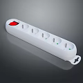 White Computer Power Strip With Multiple Outlets Red Switch And Green Indicators 3d model