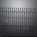 Black Iron Fence With Ornate Decorative Scrollwork And Spiked Top Design