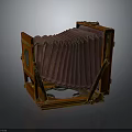 Vintage Folding Camera Electronic Appliance With Retro Wooden Body And Bellows Structure