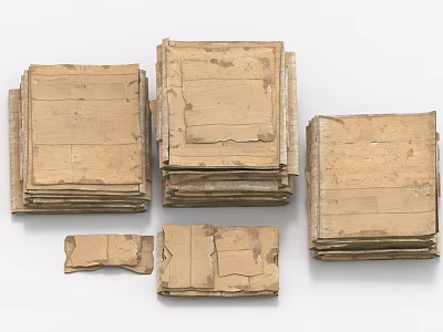 Stacks of Recycled Cardboard Sheets for Household Supplies Storage and Use 3d model