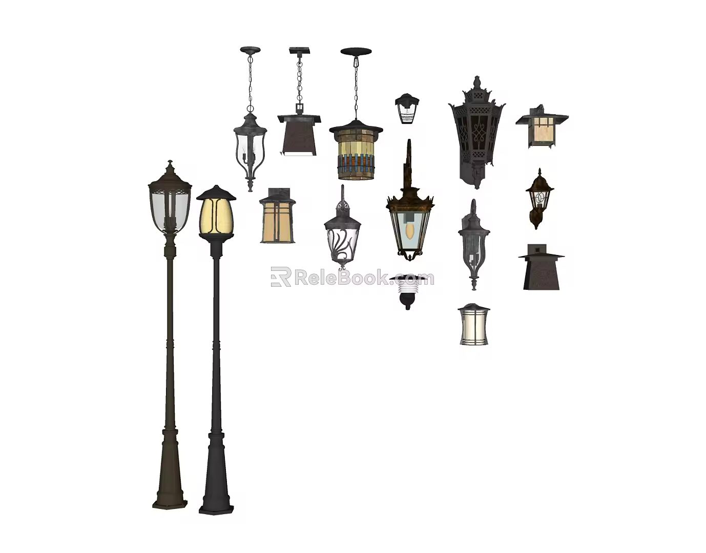 Jianou lamp combination wall lamp street lamp chandelier combination 3d model