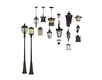 Jianou lamp combination wall lamp street lamp chandelier combination 3d model