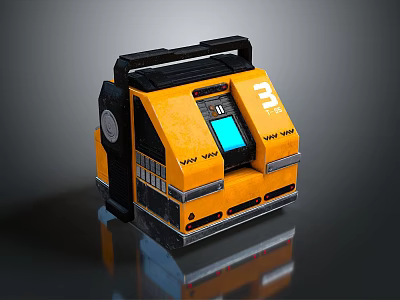 Portable Yellow Device With Black Handle Number 3 Display Screen And 3S Label 3d model