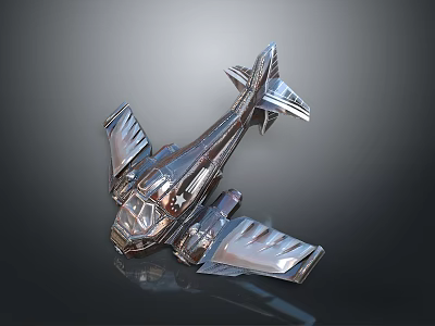 Futuristic Silver Metallic Aircraft Model With Sleek Wings And Reflective Surface 3d model