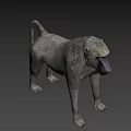 Lifelike 3D Baboon Model Standing With Realistic Fur In Natural Background