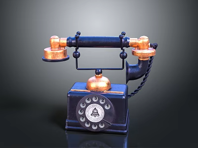 Vintage Rotary Telephone With Copper Accents And Classic Design For Home Decor 3d model