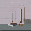 Modern Decorative Candle Lamps With Oval Metal Frame And White Lit Candles For Home Decor