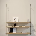 Minimalist Wall-Mounted Light Wooden Shelves Display Decorative Items Photo Frames And Books