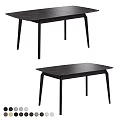 Modern Black Dining Table with Wooden Tabletop and Sleek Thin Legs in Minimalist Design