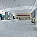 Modern Service Hall Open Space With White Reception Desk Large Windows And Marble Floor