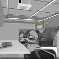 Modern PRHU Store Interior With Shelves Shoes Bags Green Chairs And Table