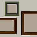 Three Green And Brown Picture Frames In Various Sizes On Wall 3d model