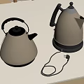Two Stylish Cream Colored Electric Kettles With Modern Design On Kitchen Counter