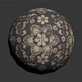 Decorative Mace With Intricate Floral Patterns And Wooden Handle Design