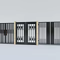 Modern Entrance Gate Design With Metal Vertical Stripes Geometric Patterns And Side Pillars