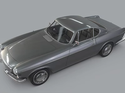 Classic Gray Two Door Sports Car With Sleek Vintage Design And Chrome Details 3d model