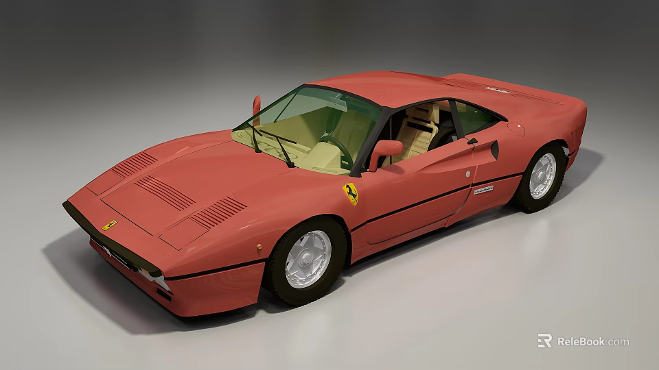 Red Ferrari Classic Sports Car With Sleek Body And Alloy Wheels 3d model 