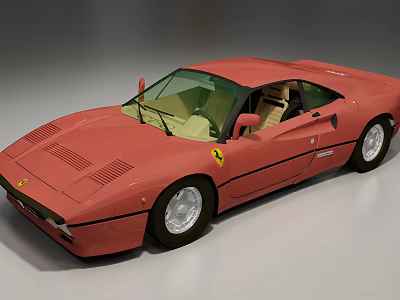 Red Ferrari Classic Sports Car With Sleek Body And Alloy Wheels 3d model