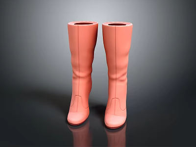 Stylish Pink Knee High Boots With Smooth Design For Everyday Lifestyle Use 3d model