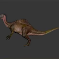 Feathered Dinosaur Character Standing With Brown Yellow Skin Spiked Back Long Tail Sharp Claws