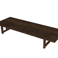 Rectangular Tea Table And Chairs With Walnut Wooden Surface And Simple Legs 3d model