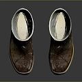 Brown Rain Boots With White Cuffs Beige Soles Red Logo And Distressed Details