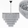 Illuminated Modern Chandelier With Metal Frame And Crystal Hanging Strands