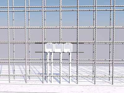 Reinforced Steel Mesh Structural Component With Grid Pattern in Building Construction 3d model