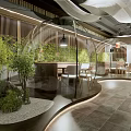 Modern Hotpot Restaurant Interior With Transparent Dome Bamboo Plants And Greenery Wall