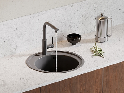 kitchen cabinet counter basin sink 3d model