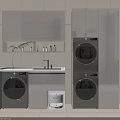 Modern Bathroom Cabinetry With Sink Stacked Washer Dryer And Storage