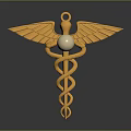 Fashionable Golden Clothing Accessory With Wing Design And Pearl Center Caduceus Inspired Brooch