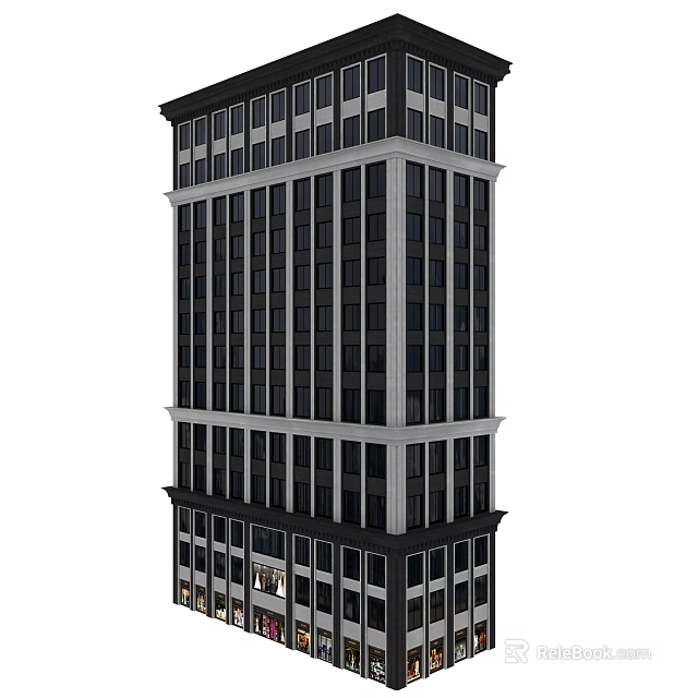 Modern Commercial Complex with Glass Facade and Multiple Floors for Retail and Office Spaces 3d model 
