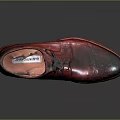Red Oxford Leather Brogue Shoes With Lace Up Design And Shiny Finish