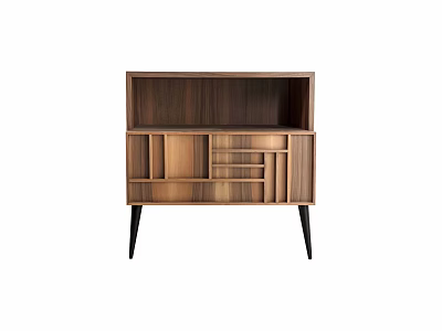 Modern Wooden Entryway Sideboard Cabinet With Storage Compartments Drawers And Black Legs 3d model