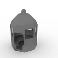 Gray Miniature Building Model With Swing Door Mesh Windows And Dome Top