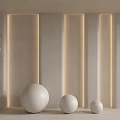 Modern Minimalist Background Wall With Vertical Light Strips Colorful Small Spheres And Large White Spheres