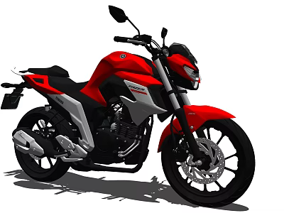 Red and Black Modern Motorcycle with Black Seat Silver Accents Headlight and Alloy Wheels 3d model