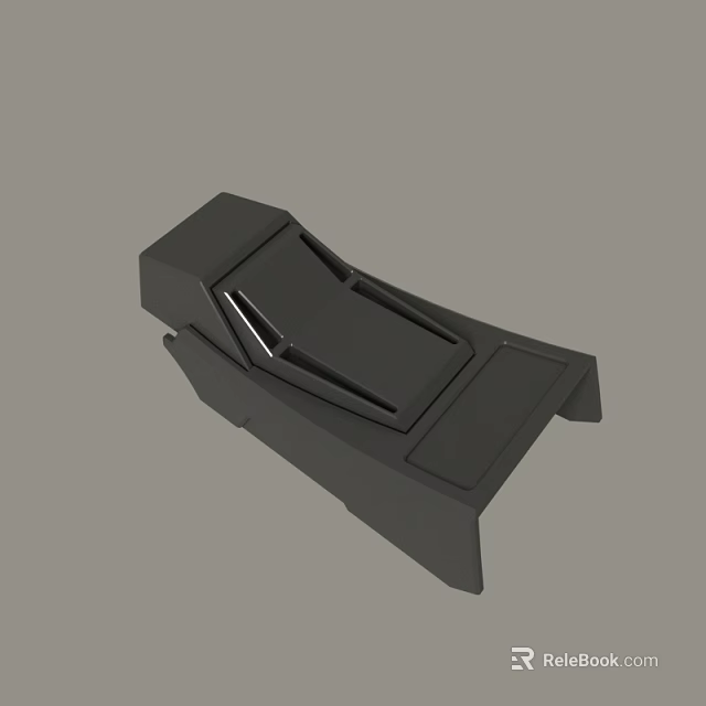 Industrial Black Mechanical Part With Geometric Grooves And Flat Surface Design 3d model 
