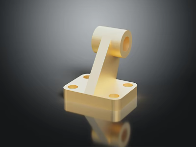 Golden Metal Mechanical Bracket With Base And Holes Structural Part Design 3d model