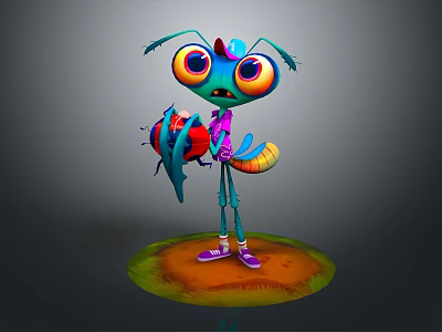 3D Animated Ant Figurine With Colorful Base For Commercial Display Equipment 3d model