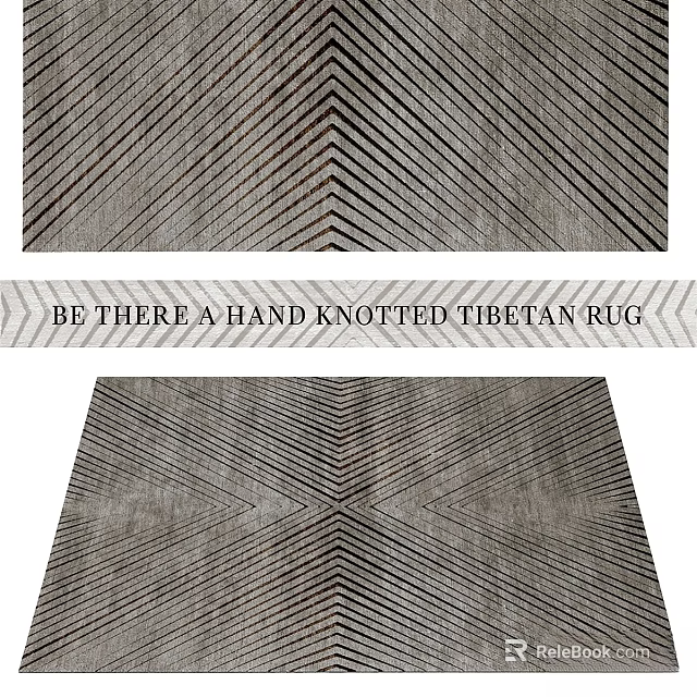 Hand Knotted Tibetan Square Rug With Geometric Pattern And Neutral Tones 3d model 
