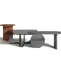 Modern Coffee Table Set Featuring Brown Round And Black Irregular Shapes Metal Frame 3d model