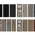 Various Hinged Doors Styles With Dark Light Wooden Glass Panel Designs