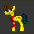 Cute Toy Pony With Brown Mane Yellow Body Red Outfit And Blue Green Tail