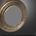 Two Circular Mirrors With Golden Frames And Building Reflections On Dark Background 3d model